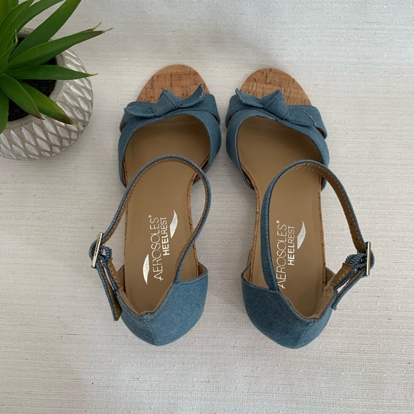 Aerosoles Heelrest Cuff Link Vintage Denim Ankle Strap Sandals Woman’s 7M - Picture 9 of 13